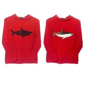 ⭐️HP⭐️ Cat & Jack kids unisex red hoodie shirt reversible shark size Medium 8-10